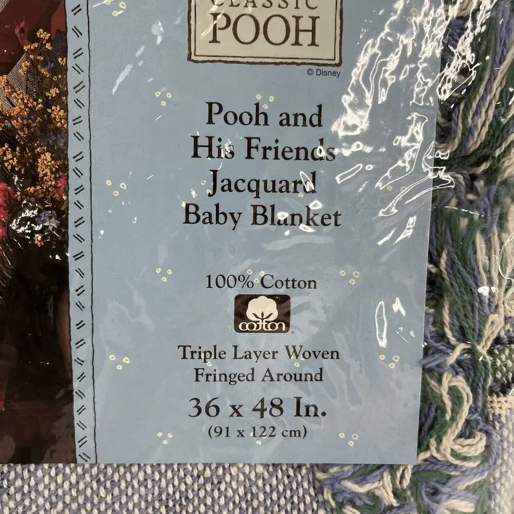 Disney CLASSIC POOH Baby Blanket Pooh & His Friends 100% Cotton 36X48 Beacon NEW